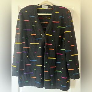 Stizzoli Vintage Black Sweater with Multicolor Accents Made in Italy